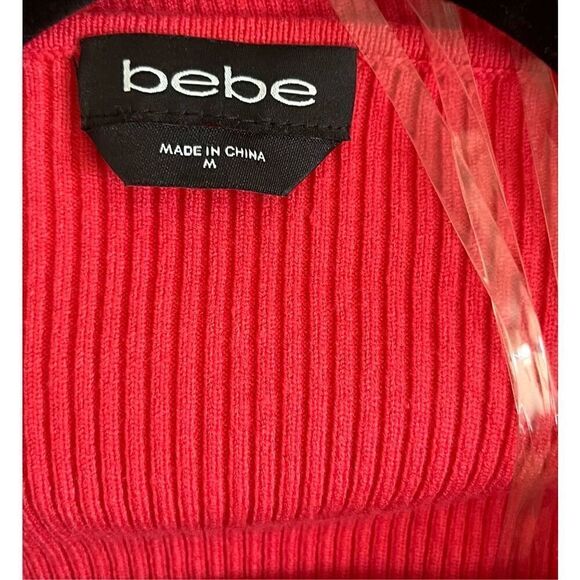 Bebe Porcelain Rose Cutout Ribbed Bodycon‎ Midi Dress - Picture 6 of 7